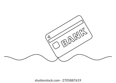 Credit card continuous one line drawing minimalist vector illustration white background