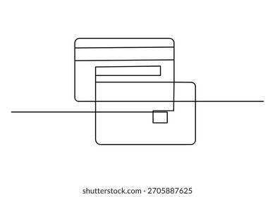 Credit card continuous one line drawing minimalist vector illustration white background