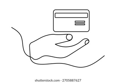 Tarjeta de crédito continua de una línea de dibujo minimalista de Ilustración vectorial de fondo blanco