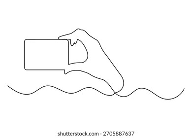 Credit card continuous one line drawing minimalist vector illustration white background