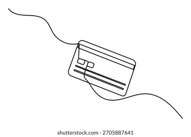 Tarjeta de crédito continua de una línea de dibujo minimalista de Ilustración vectorial de fondo blanco