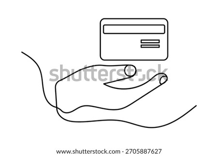 Credit card continuous one line drawing minimalist vector illustration white background