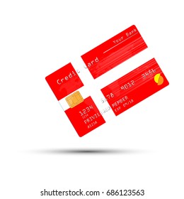 Credit Card covered with Denmark flag. Vector illustration