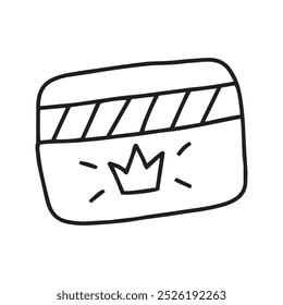 Credit card with crown in doodle style. Vector isolated on white background