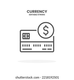 Credit Card Currency line icon. Vector illustration on white background. Editable Stroke and pixel perfect. You can use for web, app and more.