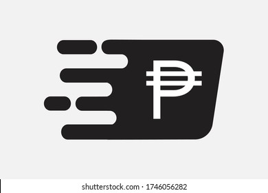 Credit card with a currency sign.  Philippine Peso icon currency sign. Fast payment. Fast banking card vector icon