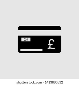 Credit card with a currency sign. Pound Sterling England currency sign