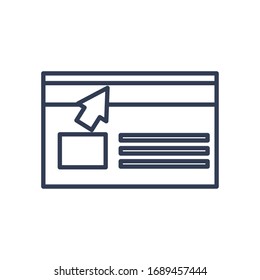 credit card and cursor icon over white background, line style, vector illustration
