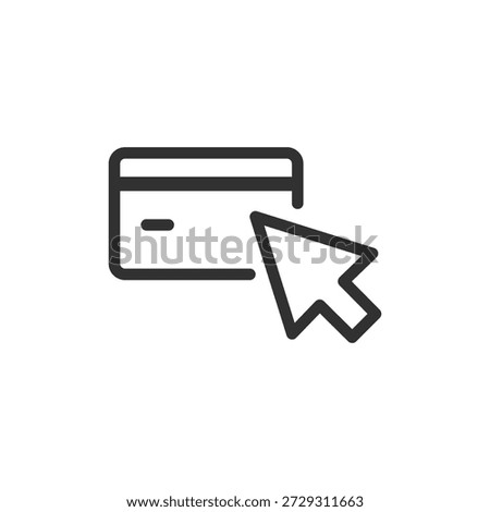 Credit card with cursor, linear icon. Online payment and digital transaction. Line with editable stroke.