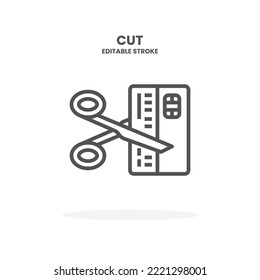 Credit Card Cut line icon. Vector illustration on white background. Editable Stroke and pixel perfect. You can use for web, app and more.