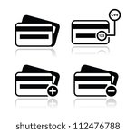 Credit Card, CVV code black icons set with shadow
