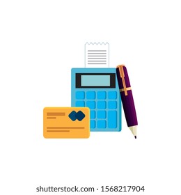 credit card with dataphone and pen vector illustration design