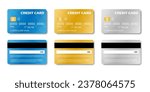 Credit Card, Debit Card or ATM Card. Vector Illustration Isolated on White Background. 