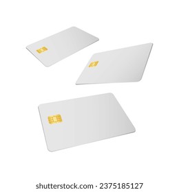 Credit Card, Debit Card or ATM Card. Vector Illustration Isolated on White Background. 