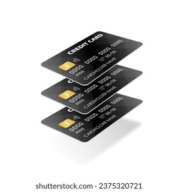 Tarjeta de crédito, tarjeta de débito o tarjeta de cajero automático. Ilustración vectorial aislada en fondo blanco. 