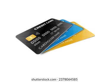 Credit Card, Debit Card or ATM Card. Vector Illustration Isolated on White Background. 
