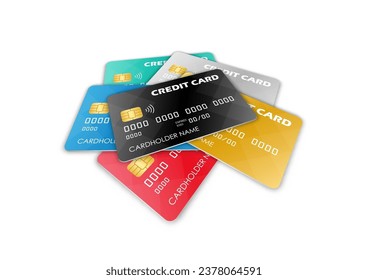 Tarjeta de crédito, tarjeta de débito o tarjeta de cajero automático. Ilustración vectorial aislada en fondo blanco. 
