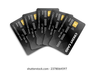 Credit Card, Debit Card or ATM Card. Vector Illustration Isolated on White Background. 