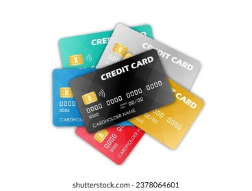 Kreditkarte, Debit Card oder ATM Card. Vektorgrafik einzeln auf weißem Hintergrund. 