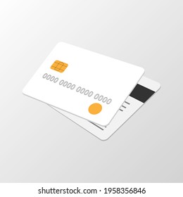 Tarjeta de crédito o tarjeta de débito. para realizar pagos de transacciones y compras en línea. Ilustración del vector