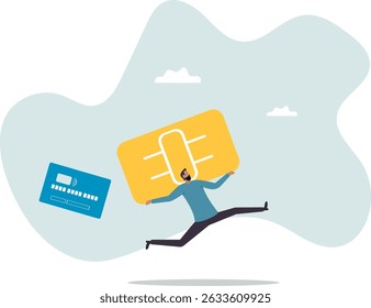 Credit card or debit card payment account fraud, hacker or criminal use phishing to steal online money, data or personal identity.character for design.
