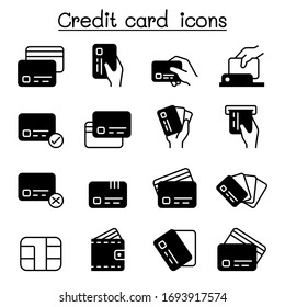 Credit card, Debit card, Payment, Shopping icons set vector illustration graphic design