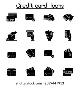 Credit card, Debit card, Payment, Shopping icon set in glyph style
