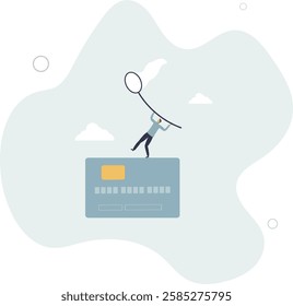 Credit card debt compromise, accept failure and negotiate with debtor concept.flat character life .