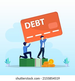 Credit card debt concept, Frustrated businessman having financial problems, debts and loans.