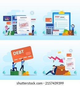 Credit card debt concept, Frustrated businessman having financial problems, debts and loans.