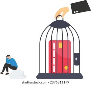 Credit card debt, financial problem, loan or obligation to pay back, over spending or expense, money trouble or despair concept

