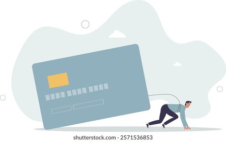 Credit card debt, financial problem, loan or obligation to pay back, over spending or expense, money trouble or despair concept.flat characters.