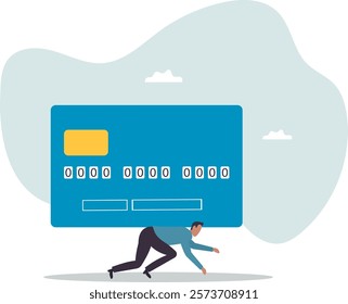 Credit card debt, financial problem, loan or obligation to pay back, over spending or expense, money trouble or despair.business concept.flat character.