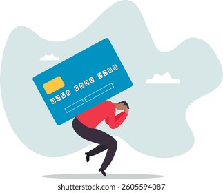 Credit card debt, financial problem, loan or obligation to pay back, over spending or expense, money trouble or despair.character for design.