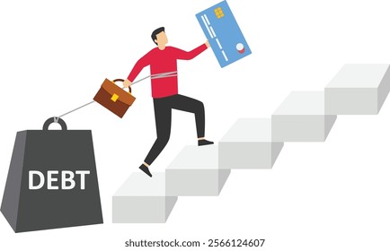 Credit card debt has stalled progress, Vector illustration in flat style

