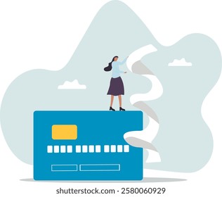 Credit card debt problem, overspend or shopping trouble,business concept.flat character.