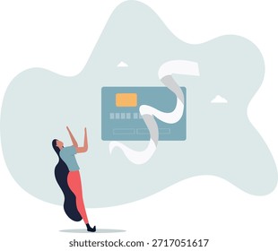 Problema de deuda de tarjeta de crédito, exceso de gasto o problemas de compras, consumismo o compra de adictos causando problemas financieros concepto.Vida y empleo de las personas.