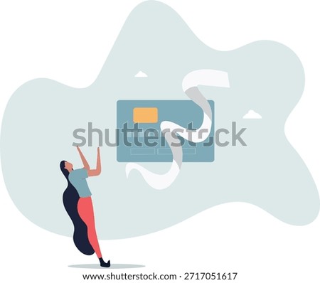 Credit card debt problem, overspend or shopping trouble, consumerism or buying addicted causing financial problem concept.Life and employment of people.
