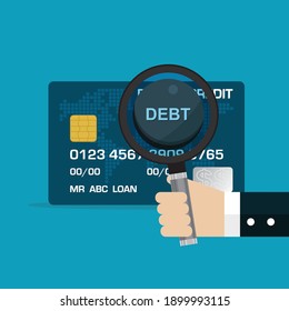 Credit card is debt, Vector illustration in flat style