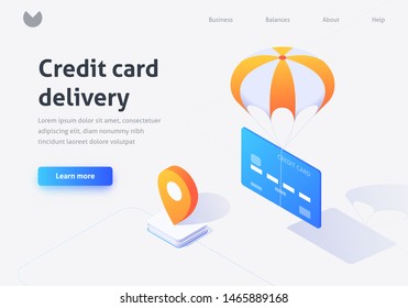 Credit card delivery. Delivery icon. Online banking. Mobile banking. Digital technology transfer pay. Isometric design. 3d icon set.