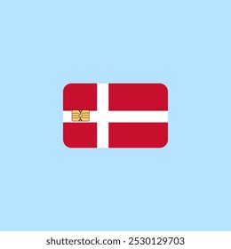 Credit card with Denmark flag background for presentations and business, Isolated on white stock vector.