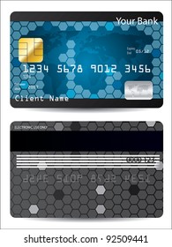 Credit card design with hexagon elements and map