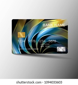 Credit card design. With inspiration from the abstract. color chrome on the gray background. Vector illustration. Glossy plastic style.