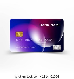 Credit card design. Mix blue with purple color. Vector illustration EPS10. 