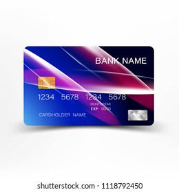 Credit card design. Mix blue with purple color. Vector illustration EPS10. 