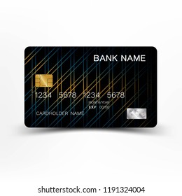 Credit card design. Mix blue with yellow color. Vector illustration EPS10. 