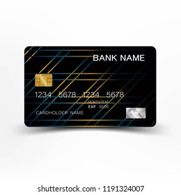 Credit card design. Mix blue with yellow color. Vector illustration EPS10. 