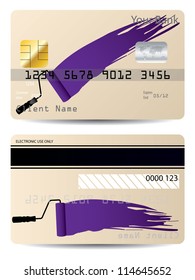 Credit card design with paint roller and splatter