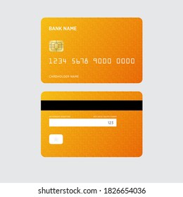 Vector de diseño de tarjeta de crédito. Color de gradiente naranja de la tarjeta de crédito