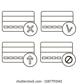 Credit card with different operations. Design elements for web, banners, poster, ui. Vector icons set isolated on white background.